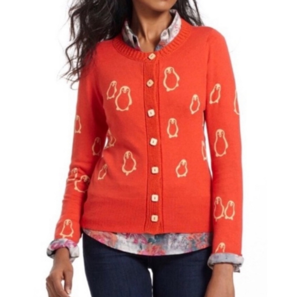 Field & Flower Anthropologie Penguin Cardigan Knit Trim M